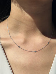 Diamond By The Yard Necklace in 14k White Yellow Rose Gold. F Color and VS Clarity Natural Diamonds. 5 Diamonds. 1/3cttw 17"