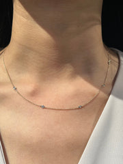 Diamond By The Yard Necklace in 14k White Yellow Rose Gold. F Color and VS Clarity Natural Diamonds. 5 Diamonds. 1/3cttw 17"
