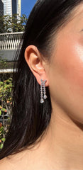 Round and Pear Shaped Diamonds Statement Earring in 14K White Gold, 3.85 CTTW, DEF Color and VVS Clarity Lab Grown Diamonds