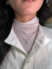 Flower Pendant Necklace in 18K White Gold with Natural Diamonds. F Color and VS Clarity. Dainty and Beautiful. 17 / 18 Inch
