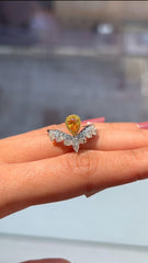 Natural Pear and Round Shaped Diamond Ring in 18K White Gold, 1.38 Carats, GH Color and VS Clarity.