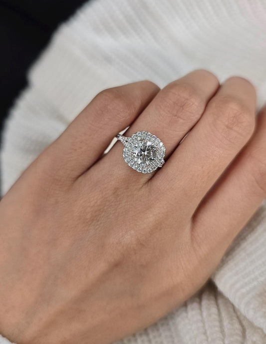 Round Cut 1ct 1.50ct 2.00ct 3.00ct Lab Grown Diamond Proposal Engagement Wedding Solitaire Ring in 14k 18k Platinum White Yellow Rose Gold.