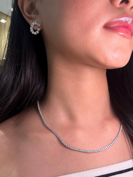 6 carats Diamond Tennis Chain Necklace in 14K White Yellow Rose Gold. DEF Color VVS VS Clarity Lab Grown Diamonds. 16 17 18 inch Choker