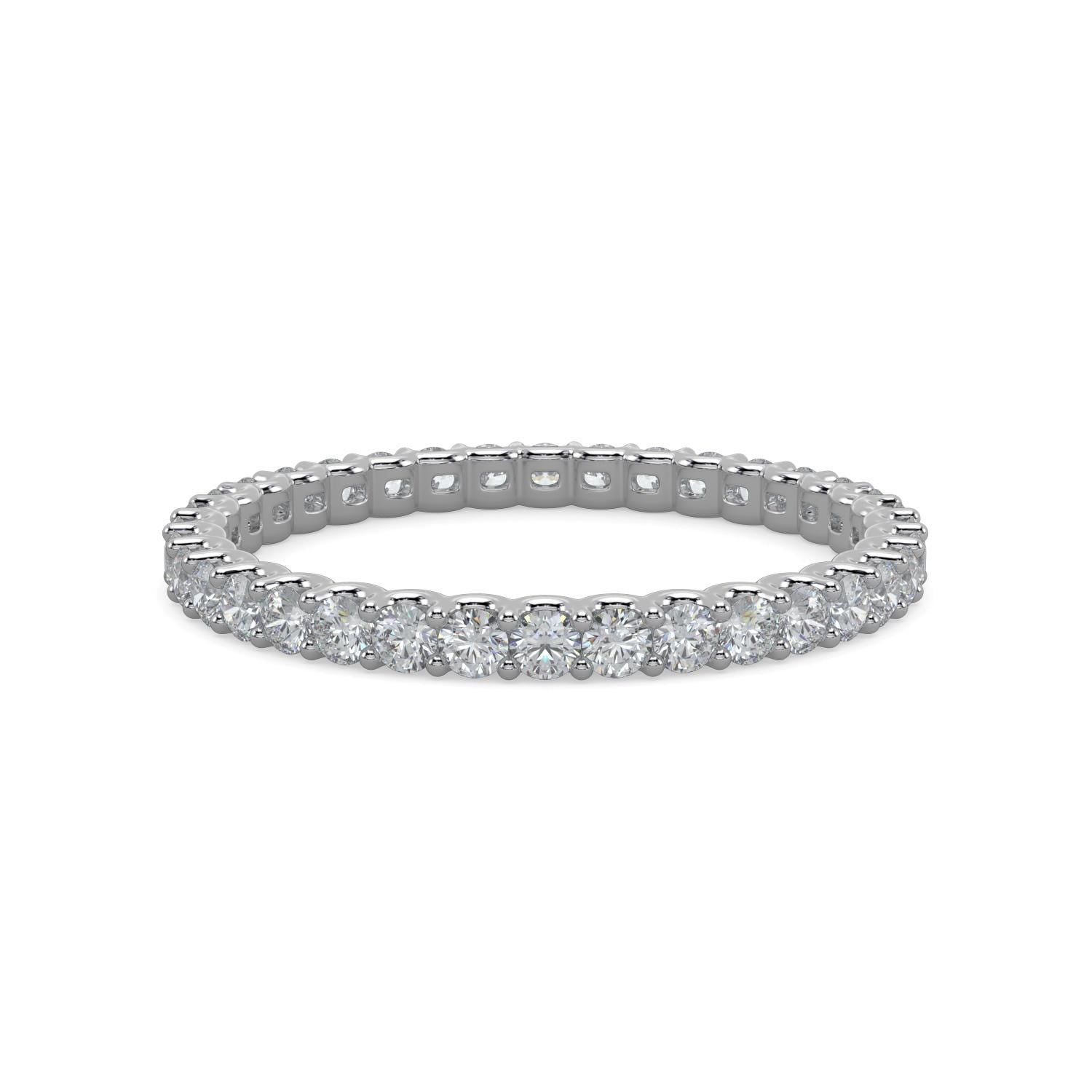 Natural Diamond Wedding Ring Eternity and Halfway Anniversary Promise Band 14K 18K White Yellow Rose Gold and Platinum Stackable and Thin.