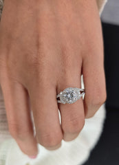 Round Cut 1ct 1.50ct 2.00ct 3.00ct Lab Grown Diamond Engagement Wedding Halo Ring in 14k 18k Platinum White Yellow Rose Gold.