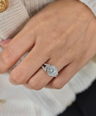 Round Cut 1ct 1.50ct 2.00ct 3.00ct Lab Grown Diamond Engagement Wedding Halo Ring in 14k 18k Platinum White Yellow Rose Gold.