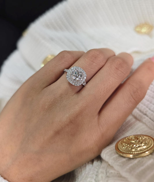 Round Cut 1ct 1.50ct 2.00ct 3.00ct Lab Grown Diamond Proposal Engagement Wedding Solitaire Ring in 14k 18k Platinum White Yellow Rose Gold.