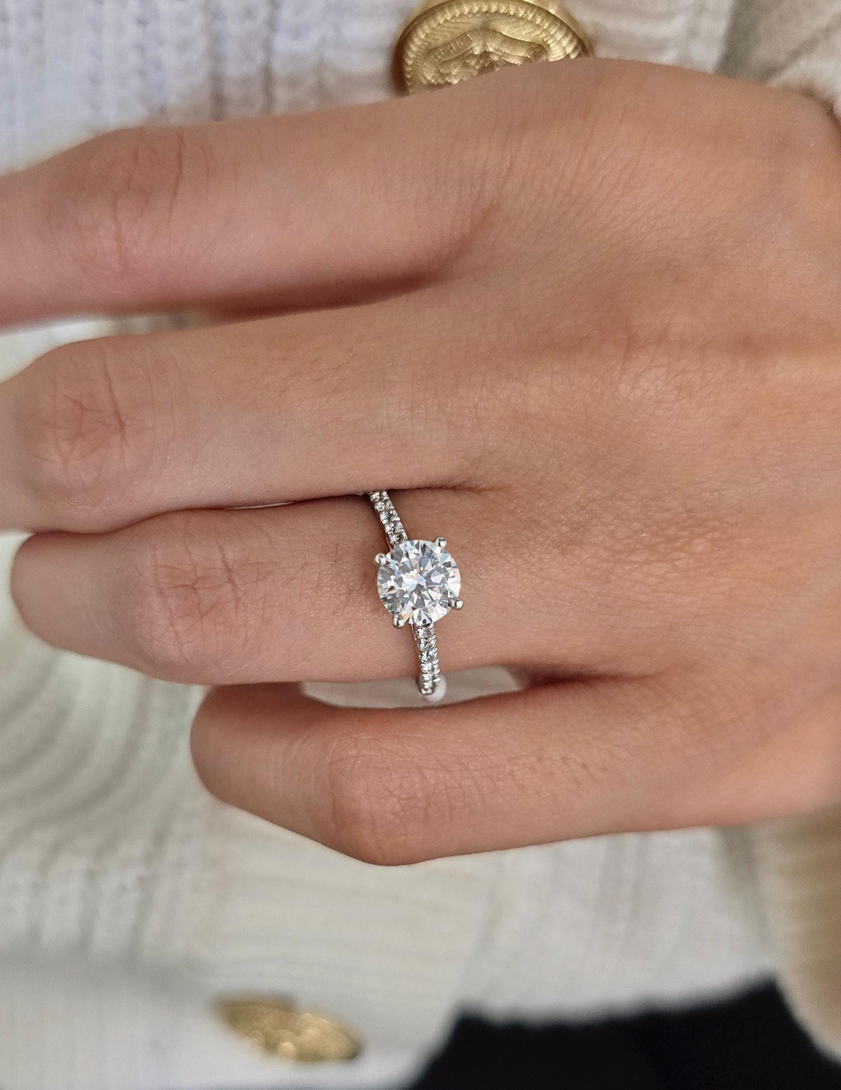 Round Cut 1ct 1.50ct 2.00ct 3.00ct Lab Grown Diamond Engagement Wedding Solitaire Ring in 14k 18k Platinum White Yellow Rose Gold.