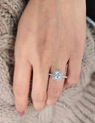 Cushion Cut 1ct 1.50ct 2.00ct 3.00ct Lab Grown Diamond Engagement Wedding Ring in 14k 18k Platinum White Yellow Rose Gold.