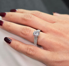 Round Cut 1ct 1.50ct 2.00ct 3.00ct Lab Grown Diamond Engagement Wedding Ring in 14k 18k Platinum White Yellow Rose Gold.
