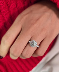 Round Cut 1ct 1.50ct 2.00ct 3.00ct Lab Grown Diamond Engagement Wedding Ring in 14k 18k Platinum White Yellow Rose Gold.