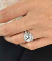 Round Cut 1ct 1.50ct 2.00ct 3.00ct Lab Grown Diamond Engagement Wedding Double Halo Ring in 14k 18k Platinum White Yellow Rose Gold.