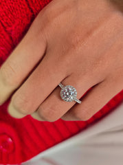 Round Cut 1ct 1.50ct 2.00ct 3.00ct Lab Grown Diamond Engagement Wedding Ring in 14k 18k Platinum White Yellow Rose Gold.