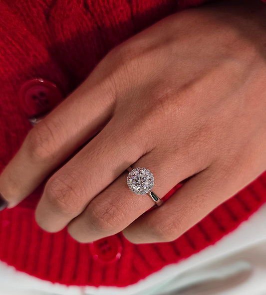 Round Cut 1ct 1.50ct 2.00ct 3.00ct Lab Grown Diamond Engagement Wedding Ring in 14k 18k Platinum White Yellow Rose Gold.