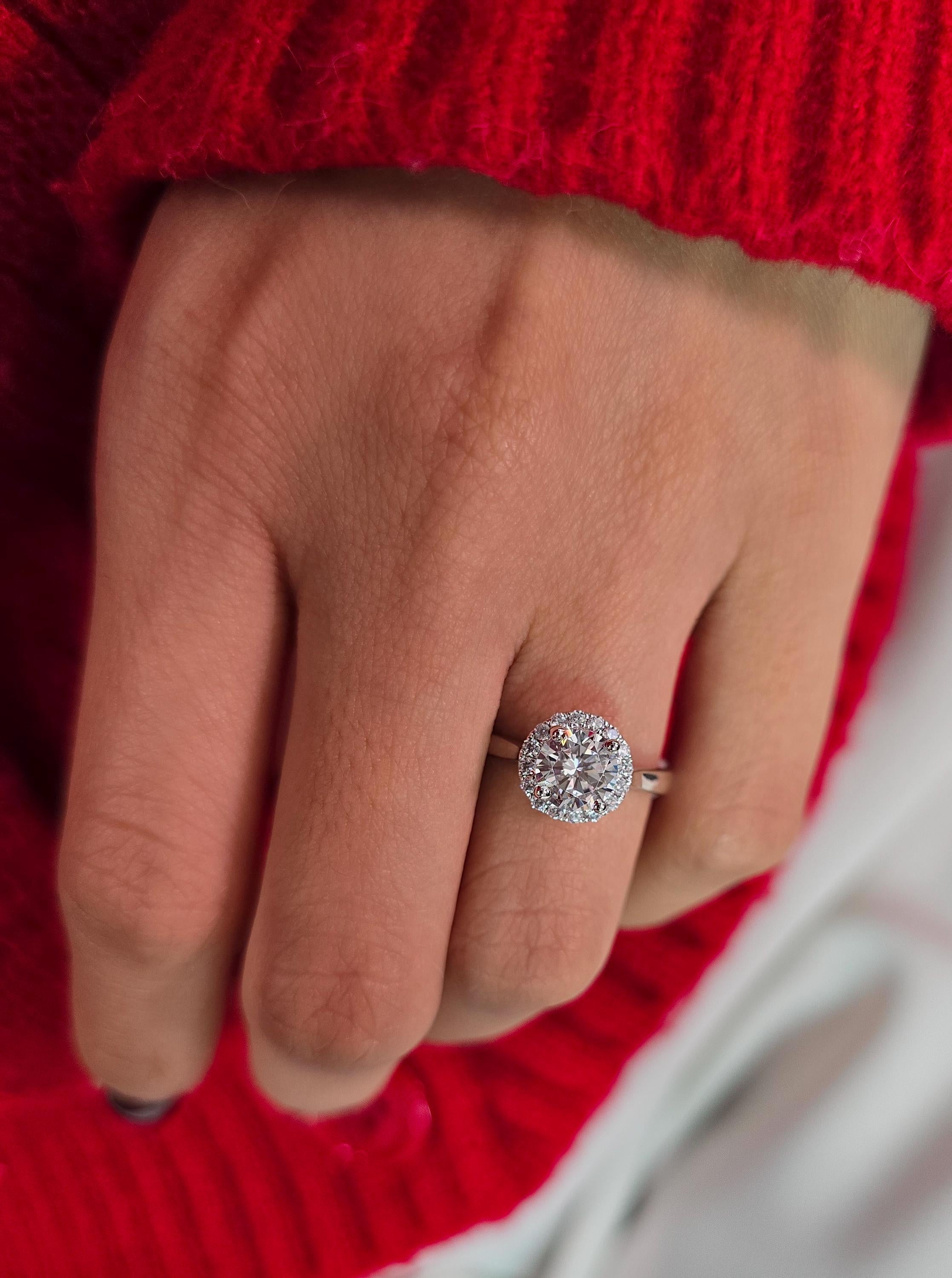 Round Cut 1ct 1.50ct 2.00ct 3.00ct Lab Grown Diamond Engagement Wedding Ring in 14k 18k Platinum White Yellow Rose Gold.