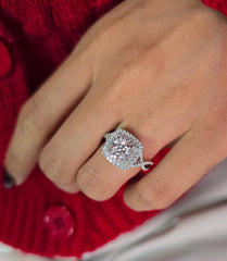 Cushion Cut 1ct 1.50ct 2.00ct 3.00ct Lab Grown Diamond Engagement Wedding Ring in 14k 18k Platinum White Yellow Rose Gold.
