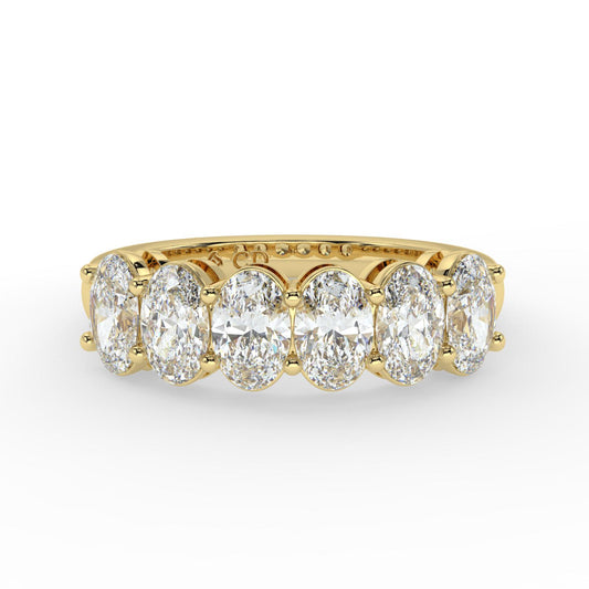 Custom Yellow Gold Oval Ring with Lab-Grown Diamonds (3.00 CT Total)