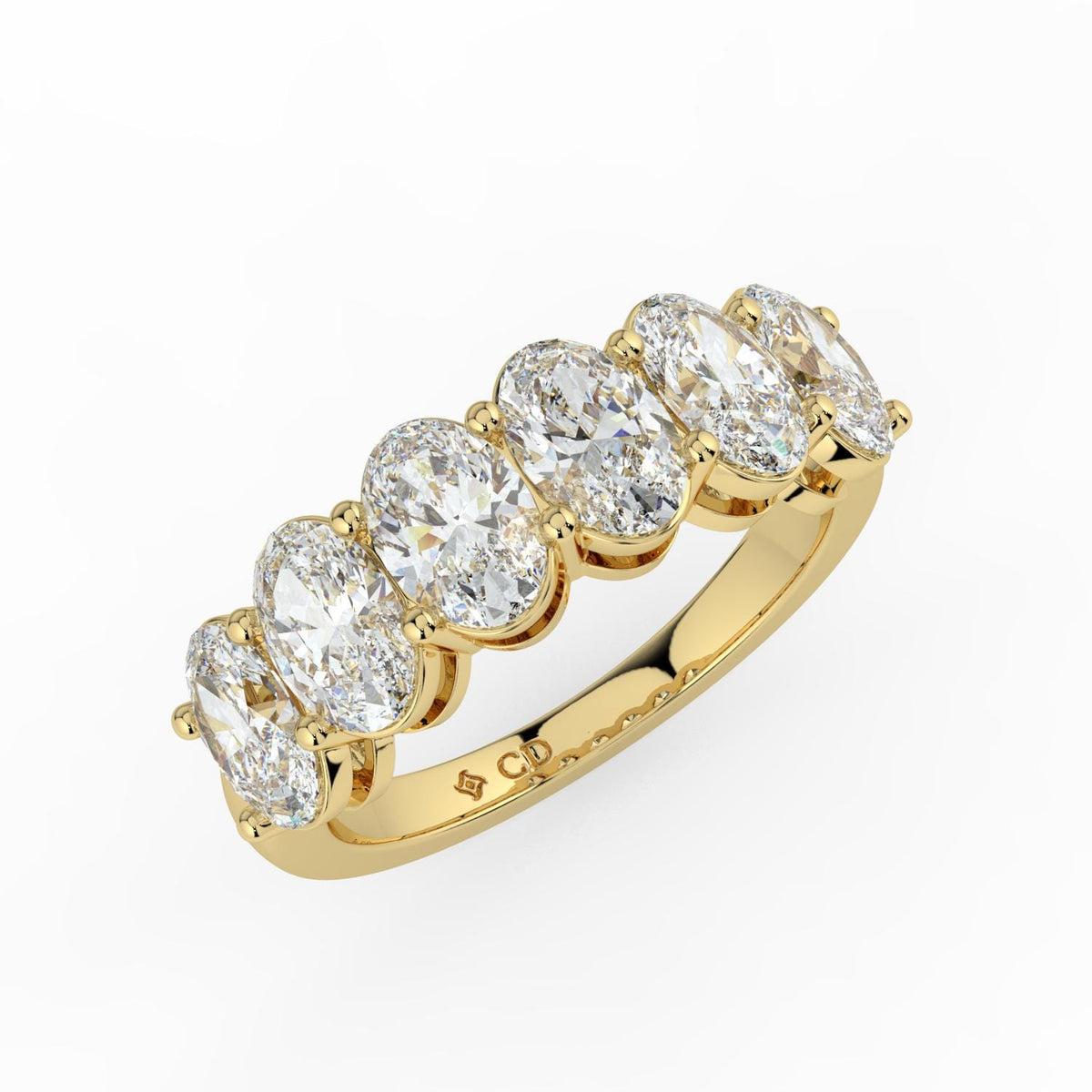Custom Yellow Gold Oval Ring with Lab-Grown Diamonds (3.00 CT Total)