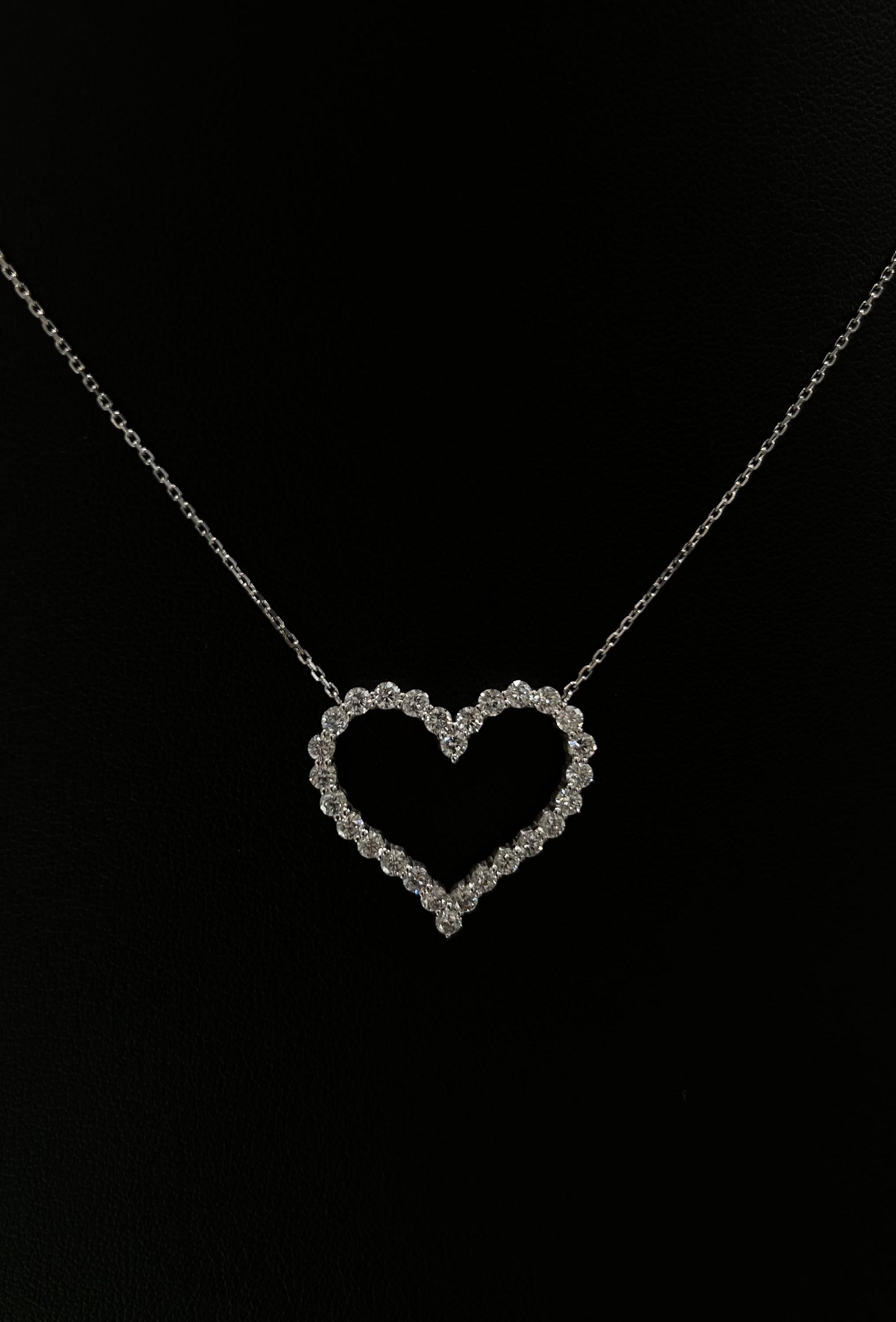 Heart Shaped Diamond Pendant with Lab Grown Diamonds. 14k White Gold 1.50cttw 17 Inch