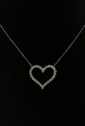 Heart Shaped Diamond Pendant with Lab Grown Diamonds. 14k White Gold 1.50cttw 17 Inch