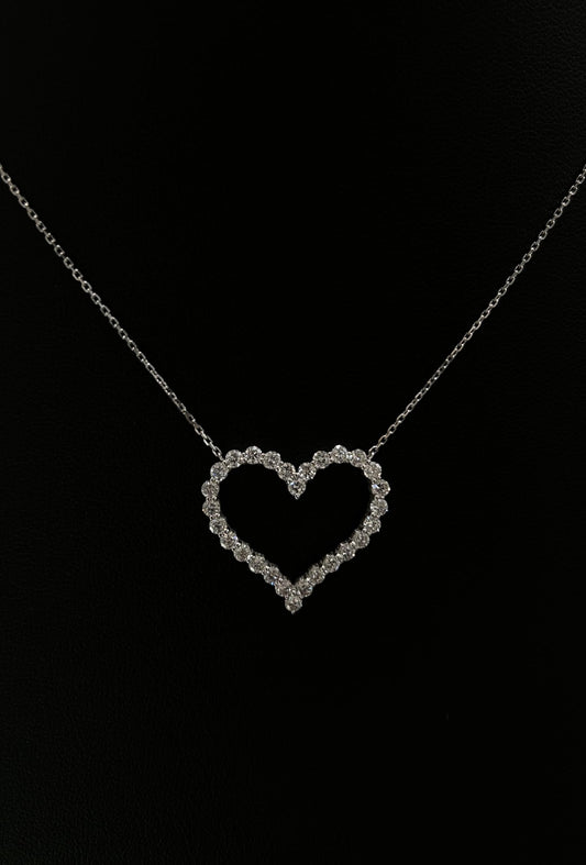 Heart Shaped Diamond Pendant with Lab Grown Diamonds. 14k White Gold 1.50cttw 17 Inch