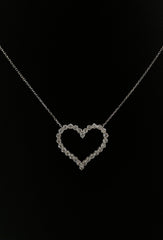Heart Shaped Diamond Pendant with Lab Grown Diamonds. 14k White Gold 1.50cttw 17 Inch