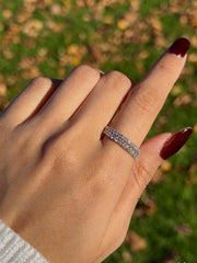 14K-18K White Yellow Rose and Platinum Gold Diamond Half Eternity Ring 0.68 CTW Dainty Band Natural Diamonds