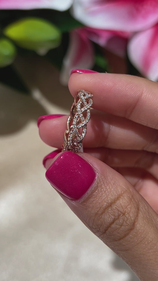 Eternity Band Unique Design with Natural Diamonds in 14k Rose Gold. Stackable Wedding Band. Orderable in White and Yellow gold