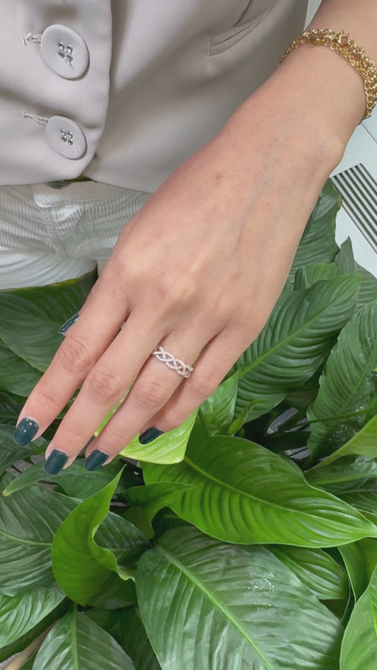 Eternity Band Unique Design with Natural Diamonds in 14k Rose Gold. Stackable Wedding Band. Orderable in White and Yellow gold