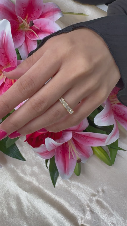 Natural Radiant Shaped Diamonds Eternity Band in 18K Yellow gold. over 3 carats, Light Yellow Color, VS Clarity. Stackable Ring/Band.