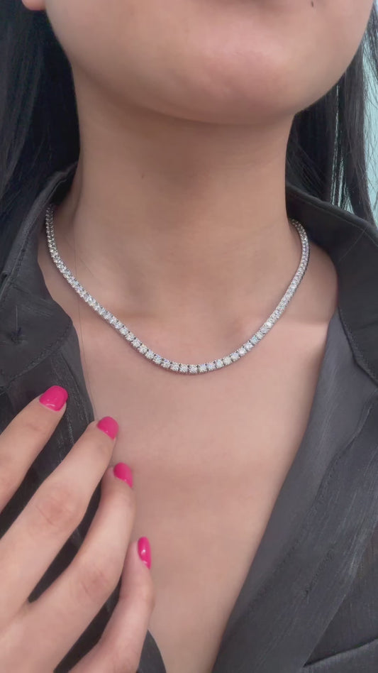 20 carats Diamond Tennis Chain Necklace in 14k 18K White Yellow Rose Gold Lab Grown Diamonds 16" 17" 18"