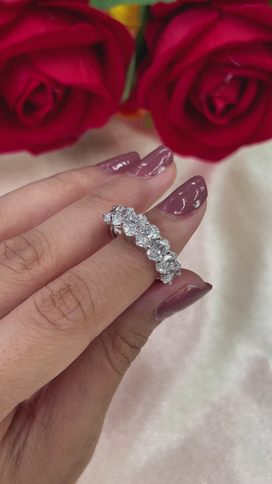 Oval Cut Diamond Wedding Halfway Eternity Band 3 carat 14K 18k White Yellow Rose Gold Platinum. F VVS VS Lab Grown Promise Anniversary Ring
