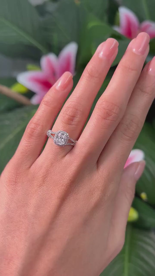 Cushion Cut 1ct 1.50ct 2.00ct 3.00ct Lab Grown Diamond Engagement Wedding Ring in 14k 18k Platinum White Yellow Rose Gold.