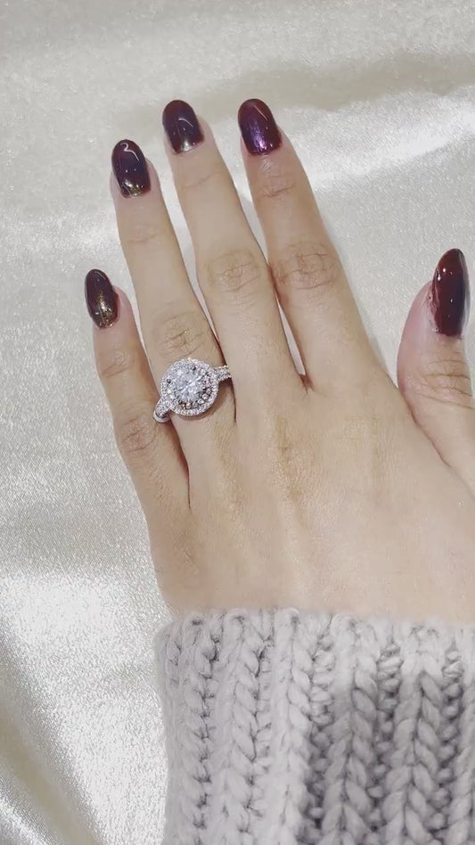 Round Cut 1ct 1.50ct 2.00ct 3.00ct Lab Grown Diamond Engagement Wedding Double Halo Ring in 14k 18k Platinum White Yellow Rose Gold.