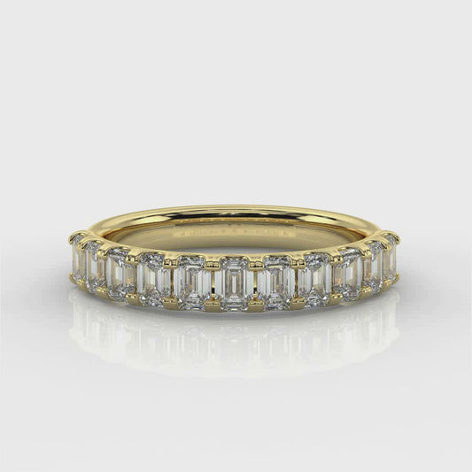 Emerald Cut Diamond Wedding Band 14K 18k White Yellow Rose Solid Platinum Halfway Ring. Stackable F VS Promise Anniversary Ring 1.35 carat