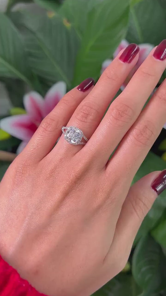 Cushion Cut 1ct 1.50ct 2.00ct 3.00ct Lab Grown Diamond Engagement Wedding Ring in 14k 18k Platinum White Yellow Rose Gold.