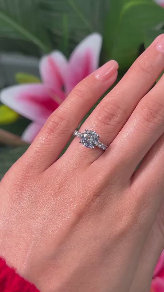 Round Cut 1ct 1.50ct 2.00ct 3.00ct Lab Grown Diamond Engagement Wedding Ring in 14k 18k Platinum White Yellow Rose Gold.