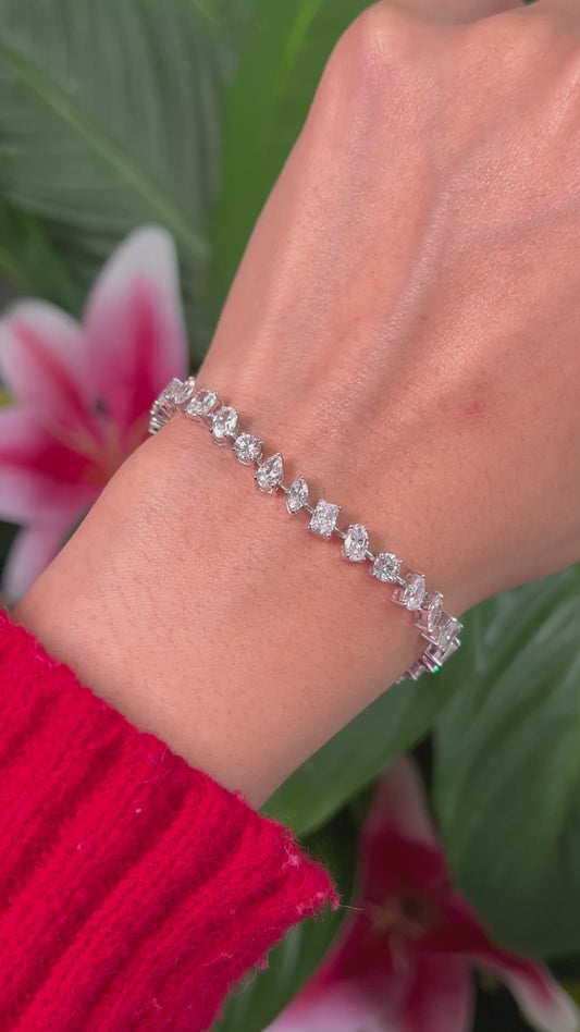 Luxurious 7cts Lab Grown Diamond Bracelet with Multi-Shaped Pear, Radiant, Oval, Marquise, and Round Diamonds, a dazzling masterpiece.