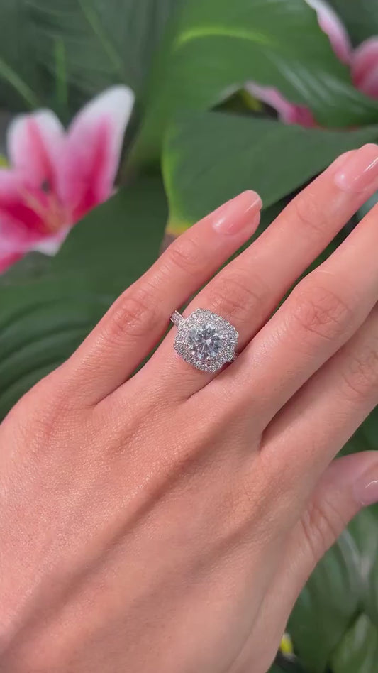 Round Cut 1ct 1.50ct 2.00ct 3.00ct Lab Grown Diamond Engagement Wedding Ring in 14k 18k Platinum White Yellow Rose Gold.