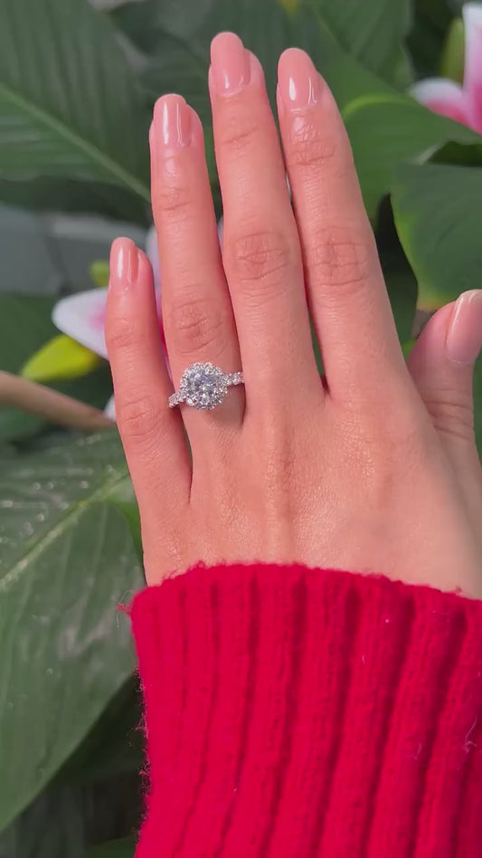 Round Cut 1ct 1.50ct 2.00ct 3.00ct Lab Grown Diamond Engagement Wedding Ring in 14k 18k Platinum White Yellow Rose Gold.