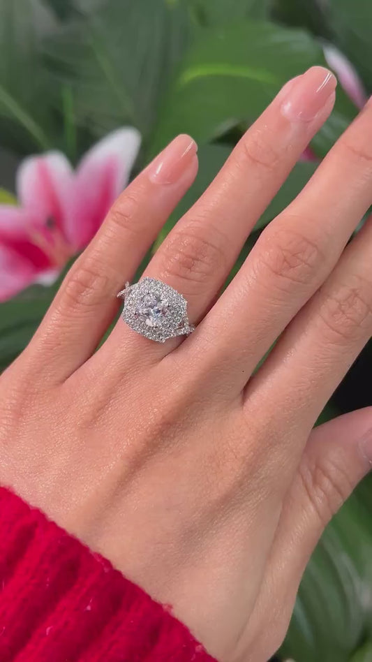 Cushion Cut 1ct 1.50ct 2.00ct 3.00ct Lab Grown Diamond Engagement Wedding Ring in 14k 18k Platinum White Yellow Rose Gold.