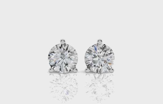 Lab Grown Diamond Round 14K Solid Gold Martini Stud Earrings | Fine Jewelry Gift
