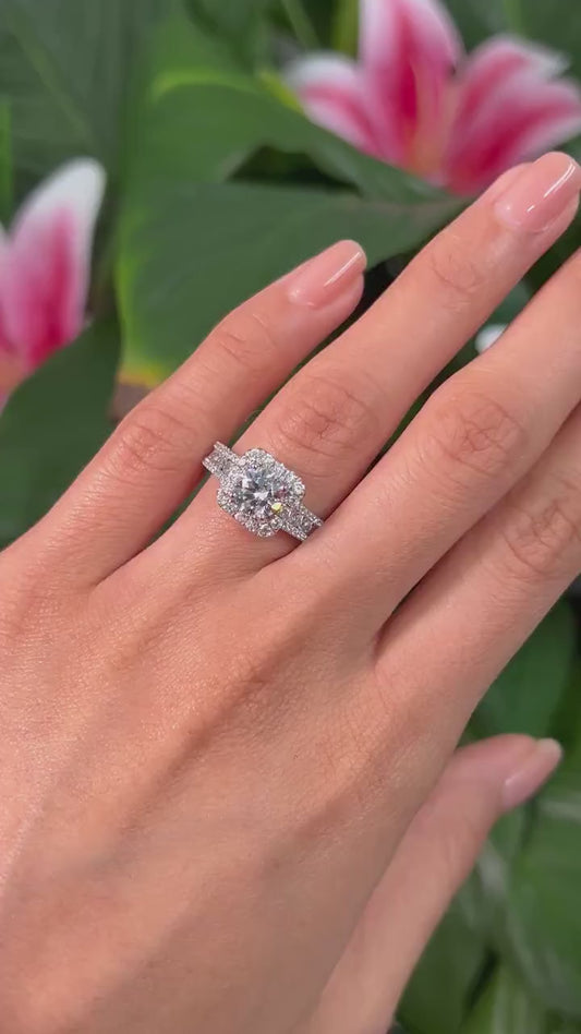 Round Cut 1ct 1.50ct 2.00ct 3.00ct Lab Grown Diamond Engagement Wedding Ring in 14k 18k Platinum White Yellow Rose Gold.