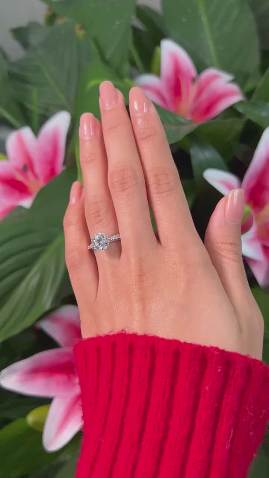 Round Cut 1ct 1.50ct 2.00ct 3.00ct Lab Grown Diamond Engagement Wedding Ring in 14k 18k Platinum White Yellow Rose Gold.