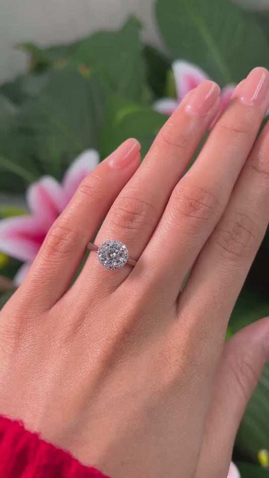 Round Cut 1ct 1.50ct 2.00ct 3.00ct Lab Grown Diamond Engagement Wedding Ring in 14k 18k Platinum White Yellow Rose Gold.