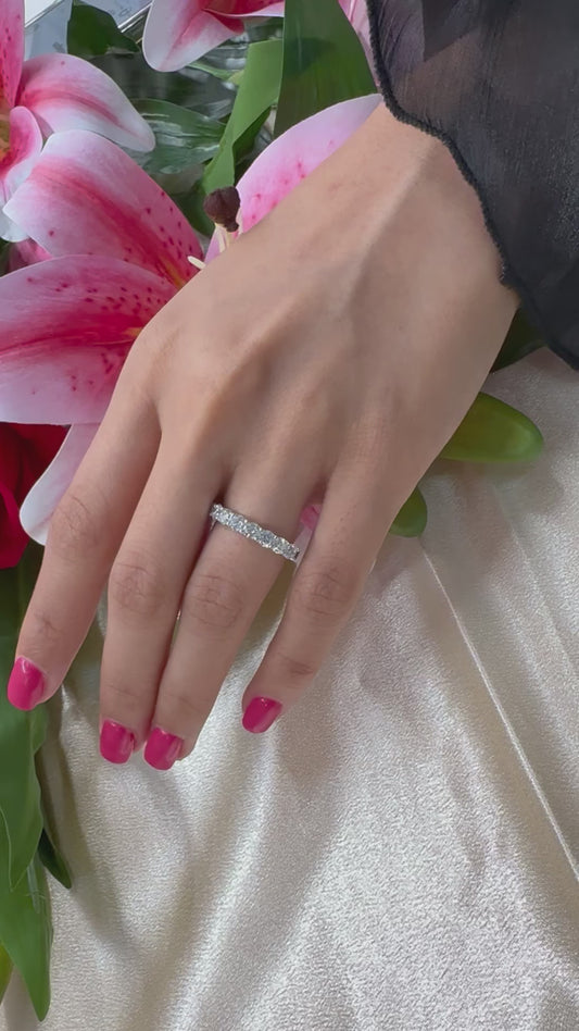 1.35cttw Round Wedding Band. Halfway Diamond Ring Sizeable. in 14k 18k Platinum White Yellow Rose Gold. DEF Color VVS VS Lab Grown Diamonds