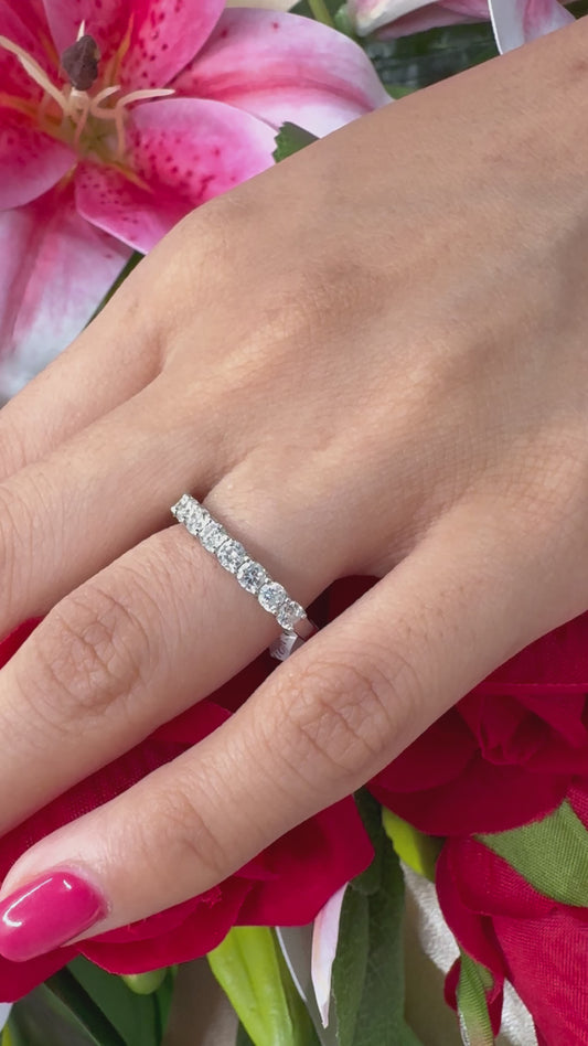 0.75cttw Round Wedding Band. Halfway Diamond Ring Sizeable. in 14k 18k Platinum White Yellow Rose Gold. DEF Color VVS VS Lab Grown Diamonds